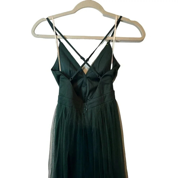 Lulus Women's Green Sweet Serenade Tulle Swiss Dot Surplice Midi Dress Size XXS - Picture 5 of 11